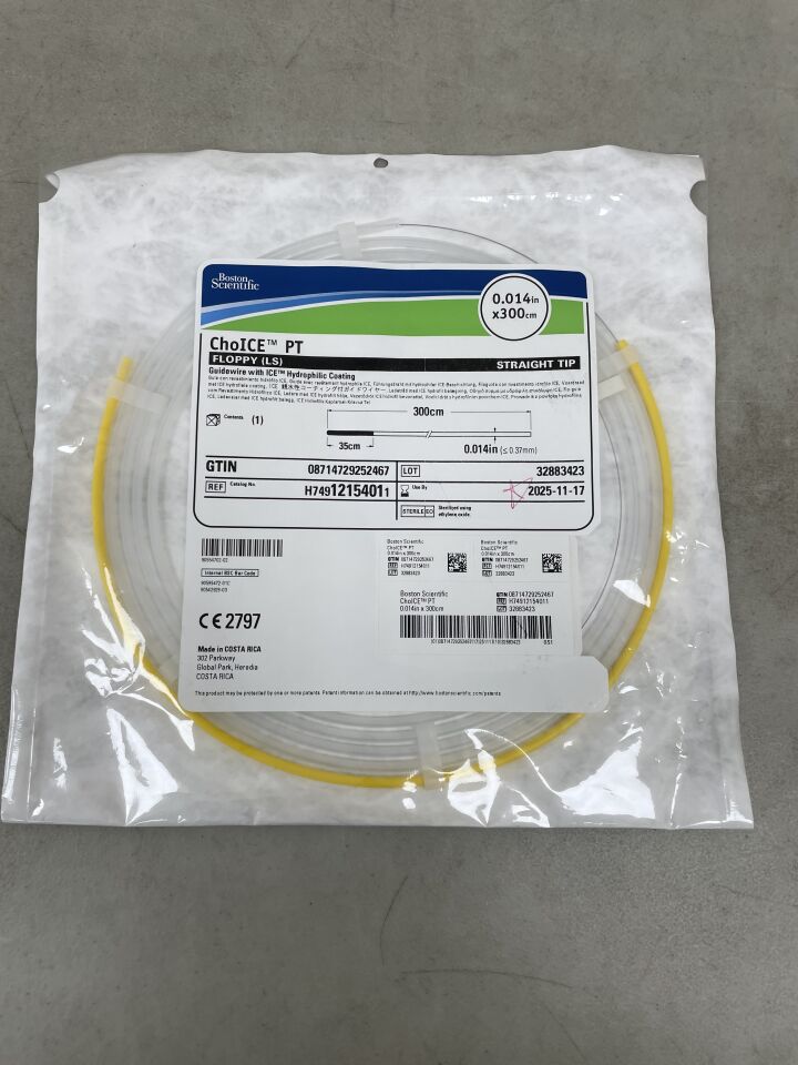 1215401 - BOSTON SCIENTIFIC - ChoICE PT Guidewire - ICE Hydrophilic Coating - Floppy (LS), Straight Tip - .014" x 300cm, (EA) - ( Expiry Date: 2025-11-17 )
