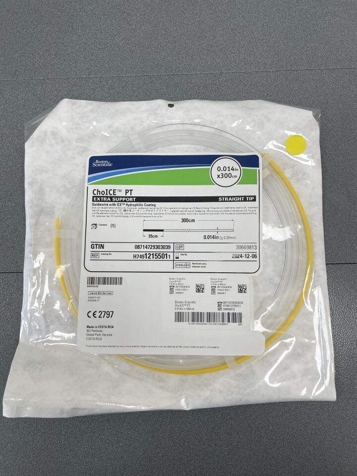 1215501 - BOSTON SCIENTIFIC - ChoICE PT Guidewire - ICE Hydrophilic Coating - Extra Support, Straight Tip - .014" x 300cm, (EA) - ( Expiry Date: 2025-10-24 )