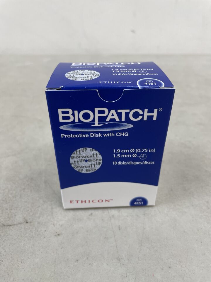4151 - ETHICON - Biopatch Protective Disk with Chlorhexidine Gluconate, 3/4 in./1.9 cm, <6 Fr Size, (BX/10) - ( Expiry Date: 2025-12-31 )