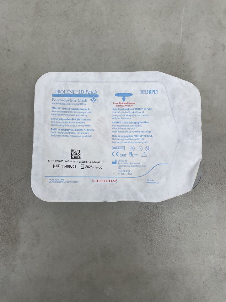 3DPL - ETHICON - Prolene 3D Patch Mesh, 2-5/32 x 4-15/16 in., Large with Extended Onlay, (EA) - ( Expiry Date: 2025-09-30 )