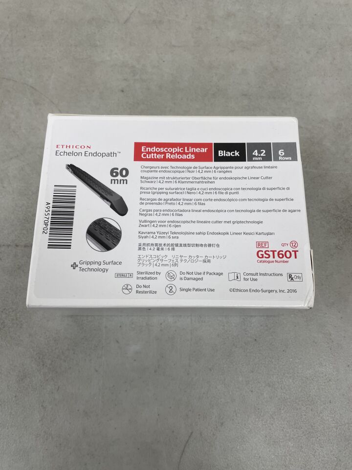 GST60T - ETHICON - Echelon Endopath Stapler Reload with Gripping Surface Technology, Black, 4.2 Open x 2.3 mm Closed Height, (BX/12) - ( Expiry Date: 2024-07-31 )