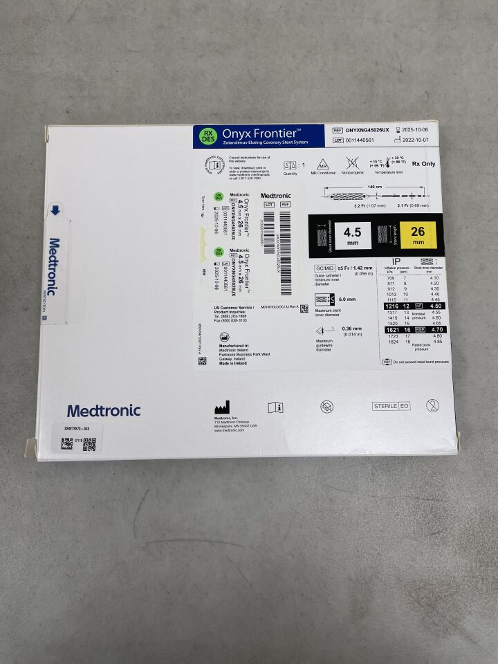 ONYXNG45026UX - MEDTRONIC - Onyx Frontier Zotarolimus-Eluting Coronary Stent System - RX - 4.5mm x 26mm, (BX/1) - ( Expiry Date: 2025-10-06 )