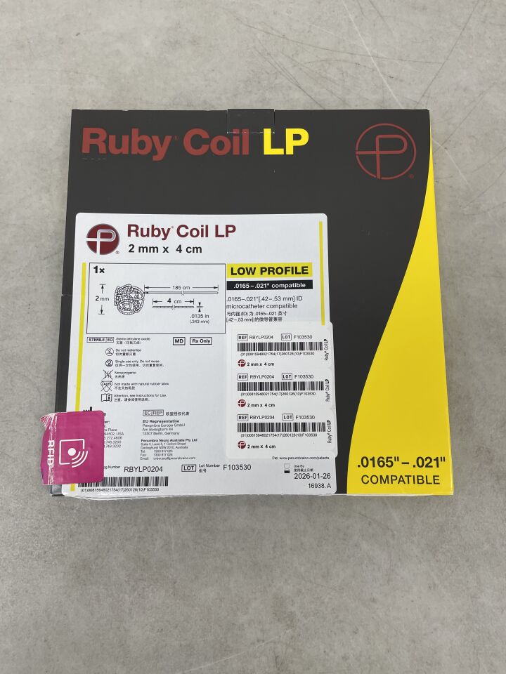 RBYLP0204 - PENUMBRA - Ruby Coil, Low Profile, 2mm x 4cm, (BX/1) - ( Expiry Date: 2026-01-26 )