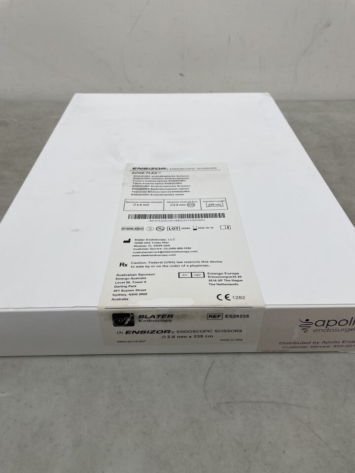 ES26235 - SLATER ENDOSCOPY - Ensizor Endoscopic Scissors 235cm x 2.6mm, (BX/3) - ( Expiry Date: 2024-10-10 )