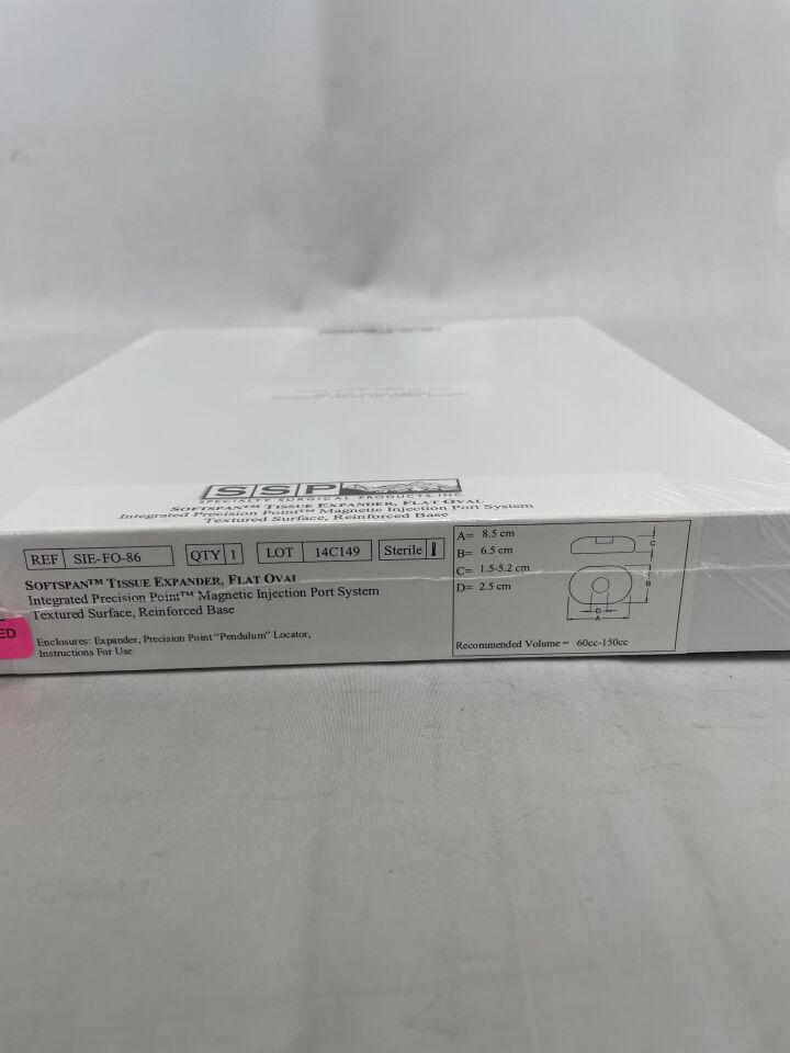 SIE-FO-86 - SPECIALTY SURGICAL PRODUCTS - Softspan Tissue Expander, Flat Oval, Textured Surface, 60-150cc, (BX/1) - ( Expiry Date: 2023-12-03 )