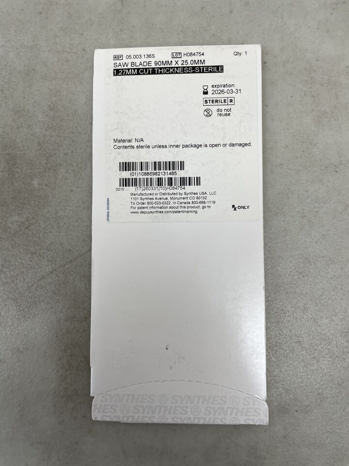 05.003.136S - SYNTHES - Sterile Aggressive Saw Blade, 90 L x 25 mm W, (EA) - ( Expiry Date: 2026-03-31 )