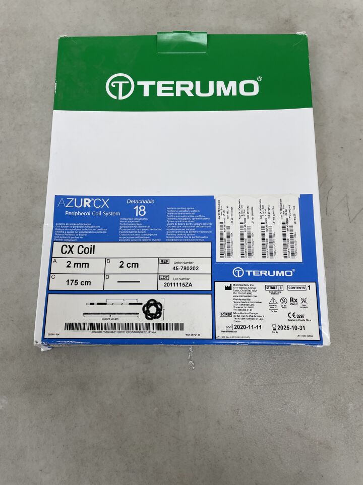 45-780202 - TERUMO - AZUR CX Detachable 18 Peripheral Coil System - 2mm x 2cm, (BX/1) - ( Expiry Date: 2025-10-31 )