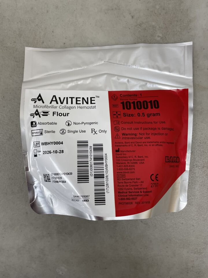 1010010 - BARD - Avitene Microfibrillar Collagen Hemostat Flour 0.5g, (EA) - ( Expiry Date: 2026-10-28 )