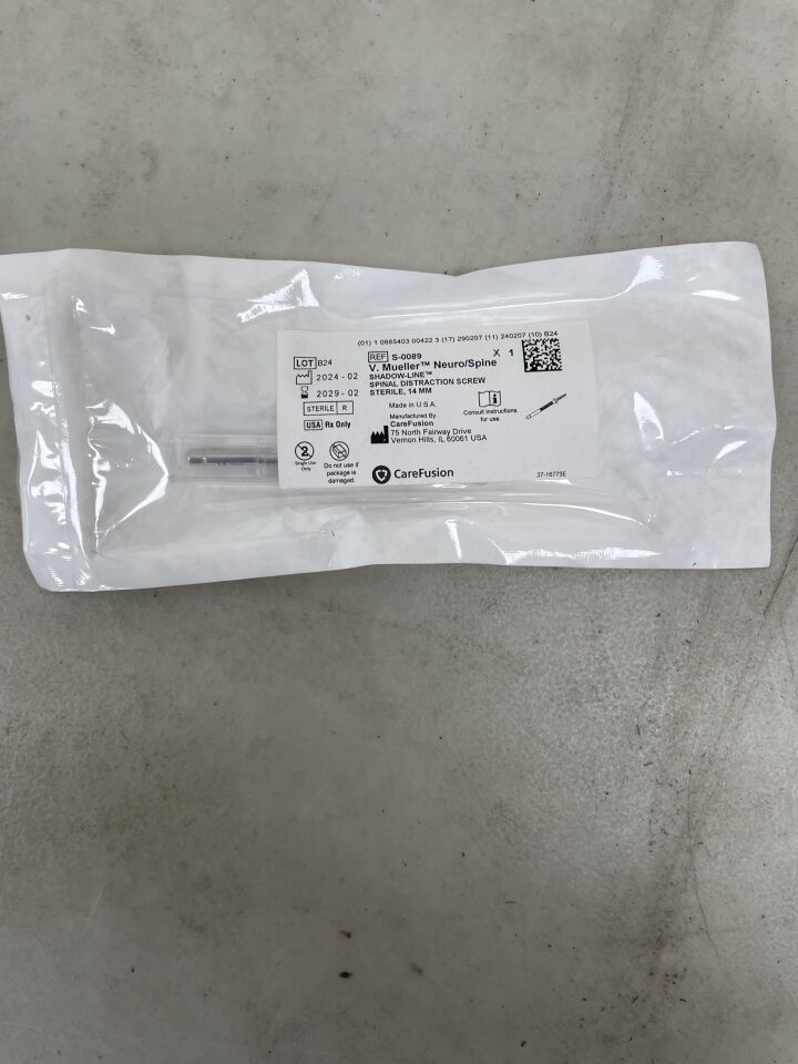 S-0089 - CAREFUSION - V. Mueller Neuro/Spine Shadow-Line Spinal Distraction Screw, 14 MM , (EA) - ( Expiry Date: 2029-02-07 )