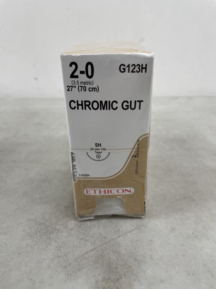 G123H - ETHICON - Gut Chromic Absorbable Monofilament Suture, Size 2-0, 27 in. Length, SH Needle , ( BX/36 ) - ( Expiry Date : 2027-09-30 )