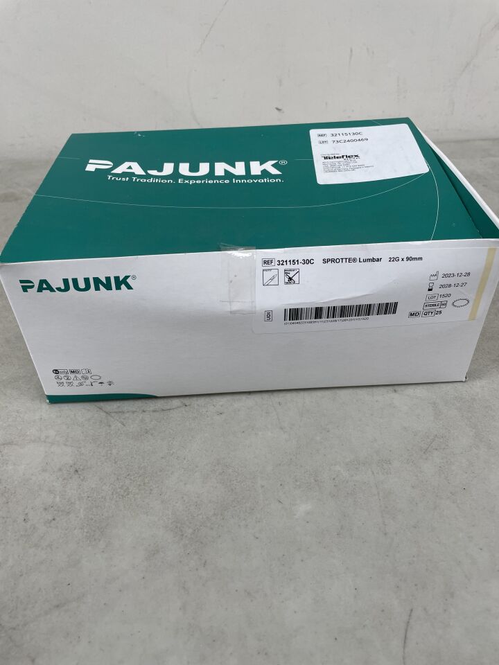 321151-30C - PAJUNK - Sprotte Lumbar Needle w/Wings 22G x 90mm w/30mm Introducer, (BX/25) - ( Expiry Date: 2028-12-27 )