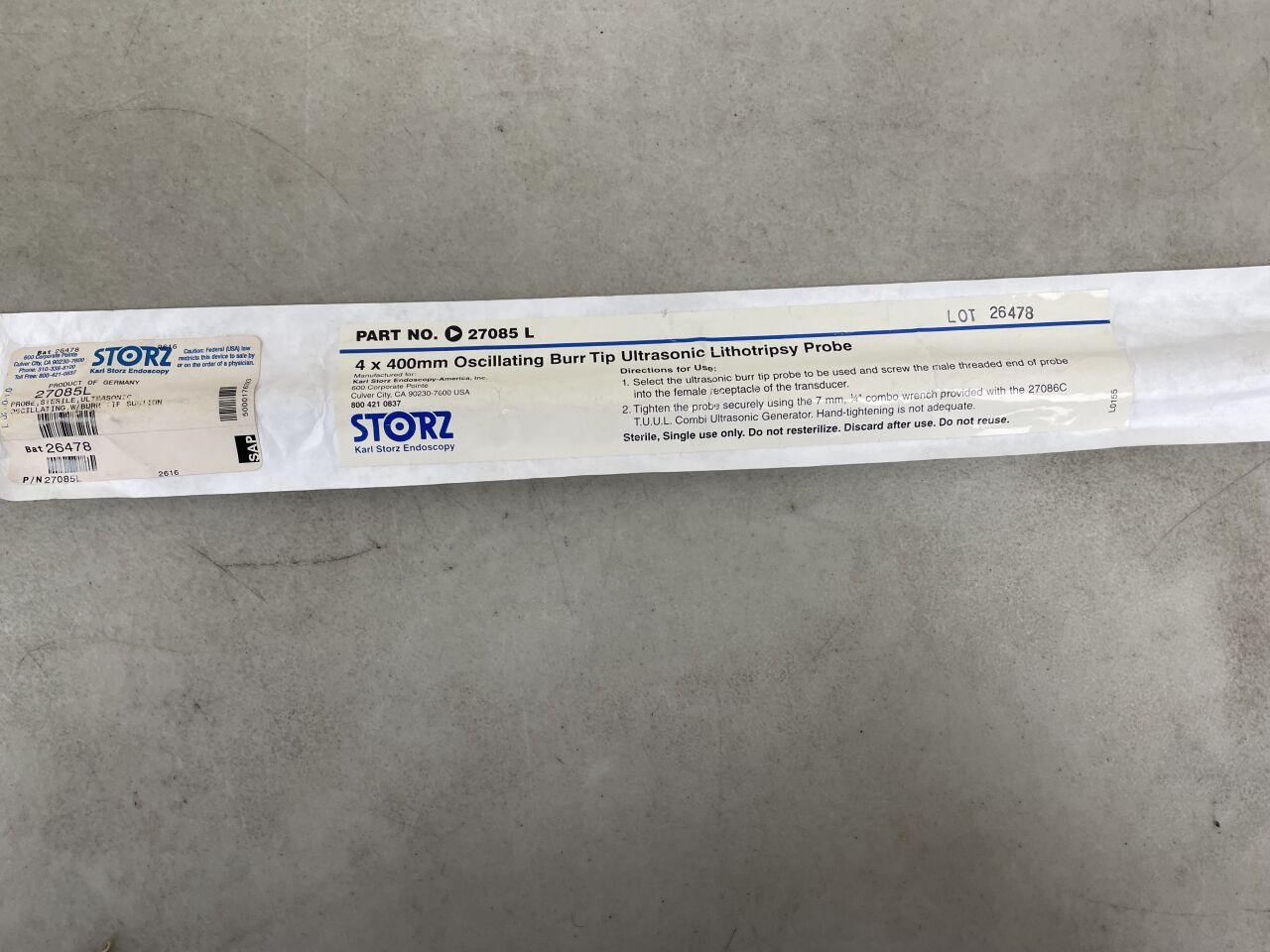 27085L - STORZ - oscillating bur tip 4 x 400 mm, (EA) - ( Expiry Date: 2099-12-31 )