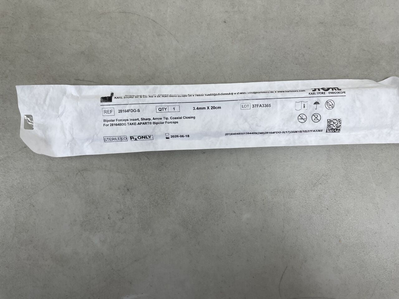 28164FDG-S - STORZ - Bipolar Forceps Insert, For 28164BDG Sharp Arrow Tip Coaxial Closing, (EA) - ( Expiry Date: 2026-06-18 )