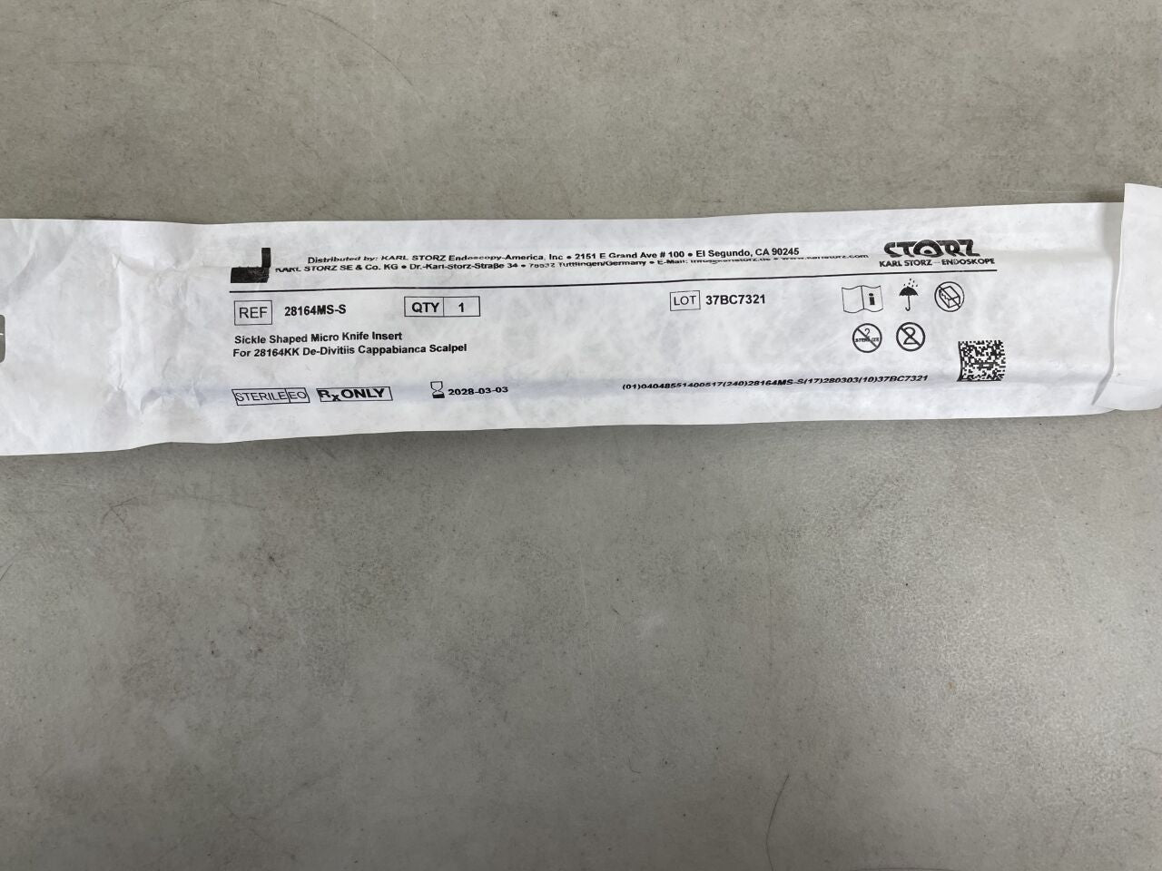 28164MS-S - STORZ - Sickle-Shaped Micro Knife Insert, For De Divitiis-Cappabianca Scalpel, (EA) - ( Expiry Date: 2028-03-03 )