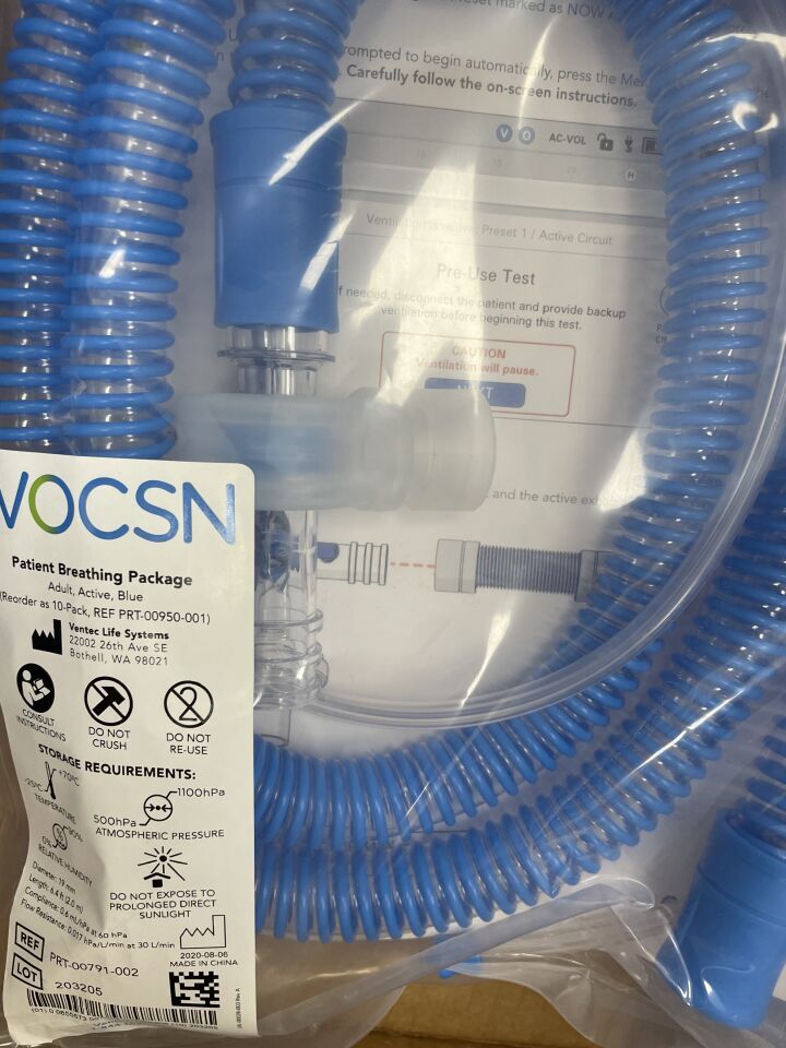 PRT-00791-002 - VENTEC LIFE SYSTEMS - VOCSN Patient Breathing Package, Adult, Active, Blue, 19mm diameter, 6.4ft length, (EA) - ( Expiry Date: 2099-01-01 )