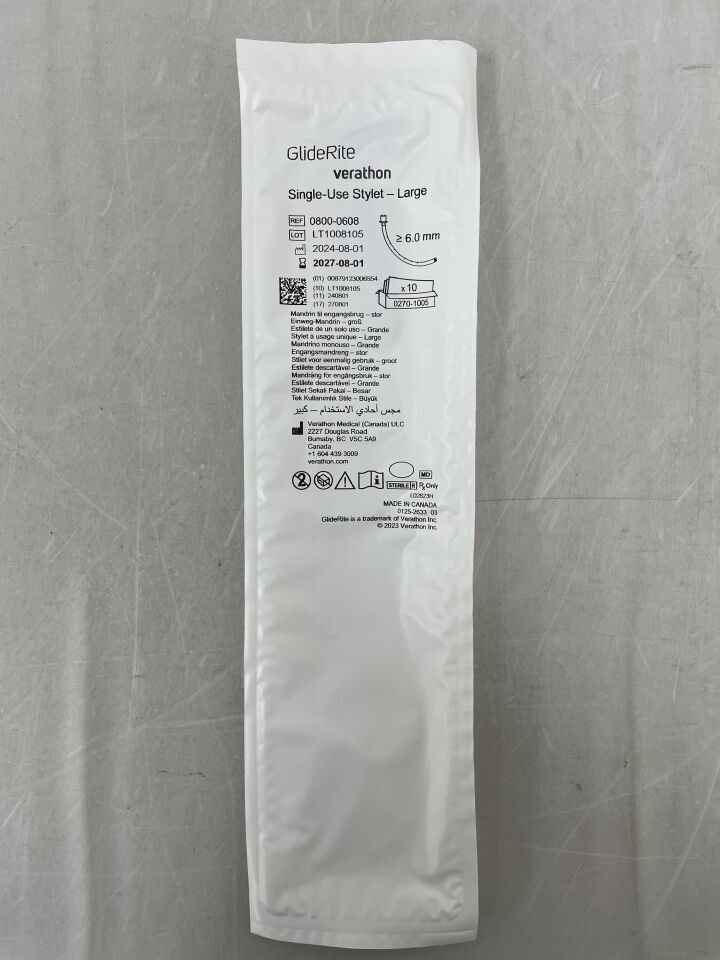 0800-0608 - VERATHON MEDICAL - GlideRite Stylet, Large, 6mm , ( EA ) - ( Expiry Date : 2027-08-01 )