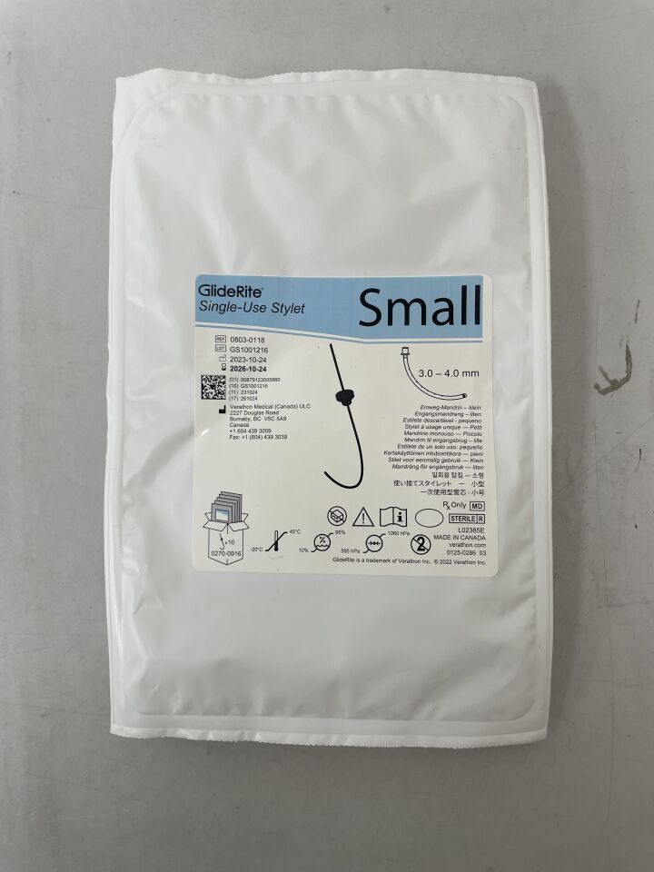 0803-0118 - VERATHON MEDICAL - GlideRite Single-Use Stylet, Small 3-4mm , ( EA ) - ( Expiry Date : 2026-10-24 )