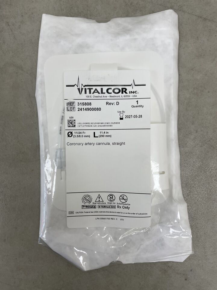 315808 - VITALCOR - 3.5mm Coronary Artery Perfusion Cannula with 8mm Self-Inflating Balloon, Straight , ( EA ) - ( Expiry Date : 2027-05-28 )
