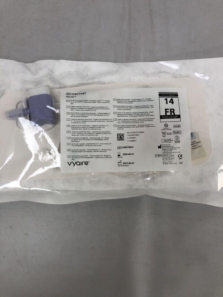 CSC114T - VYAIRE - AirLife Closed Suction Catheter, 14F, (EA) - ( Expiry Date: 2028-06-01 )