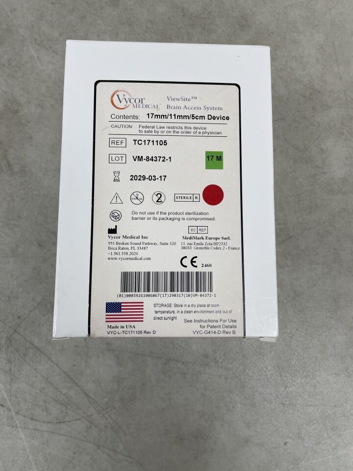 TC171105 - VYCOR MEDICAL - ViewSite Brain Access System (VBAS) Device 17mm/11mm/5cm , ( BX/1 ) - ( Expiry Date : 2029-03-17 )