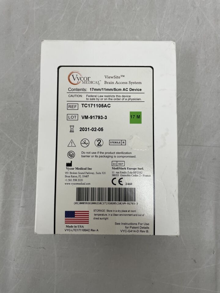 TC171105AC - VYCOR MEDICAL - ViewSite Brain Access System (VBAS) AC Device 17mm/11mm/5cm , ( ) - ( Expiry Date : 2031-02-05 )