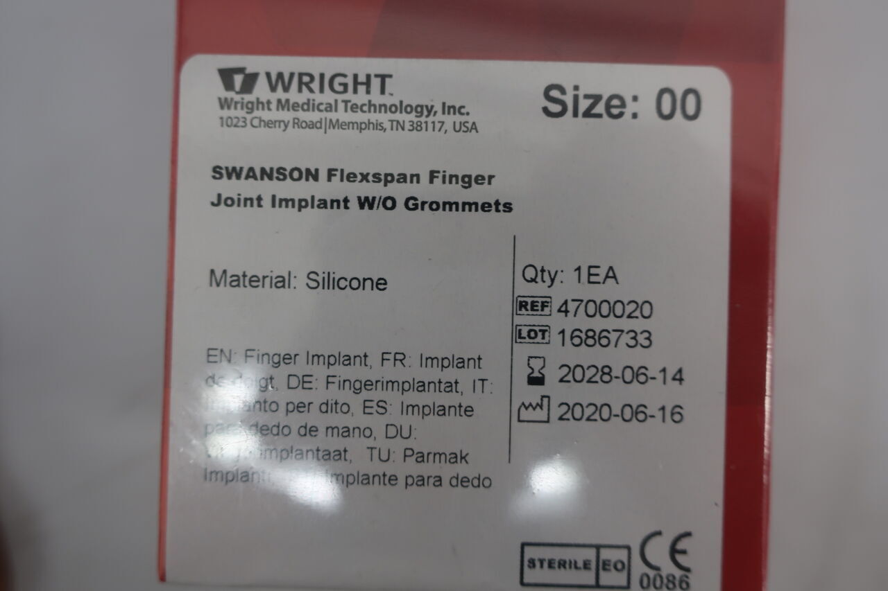 4700020 - WRIGHT MEDICAL - flexspan finger joint implant, size 00 , ( BX/1 ) - ( Expiry Date : 2028-06-14 )