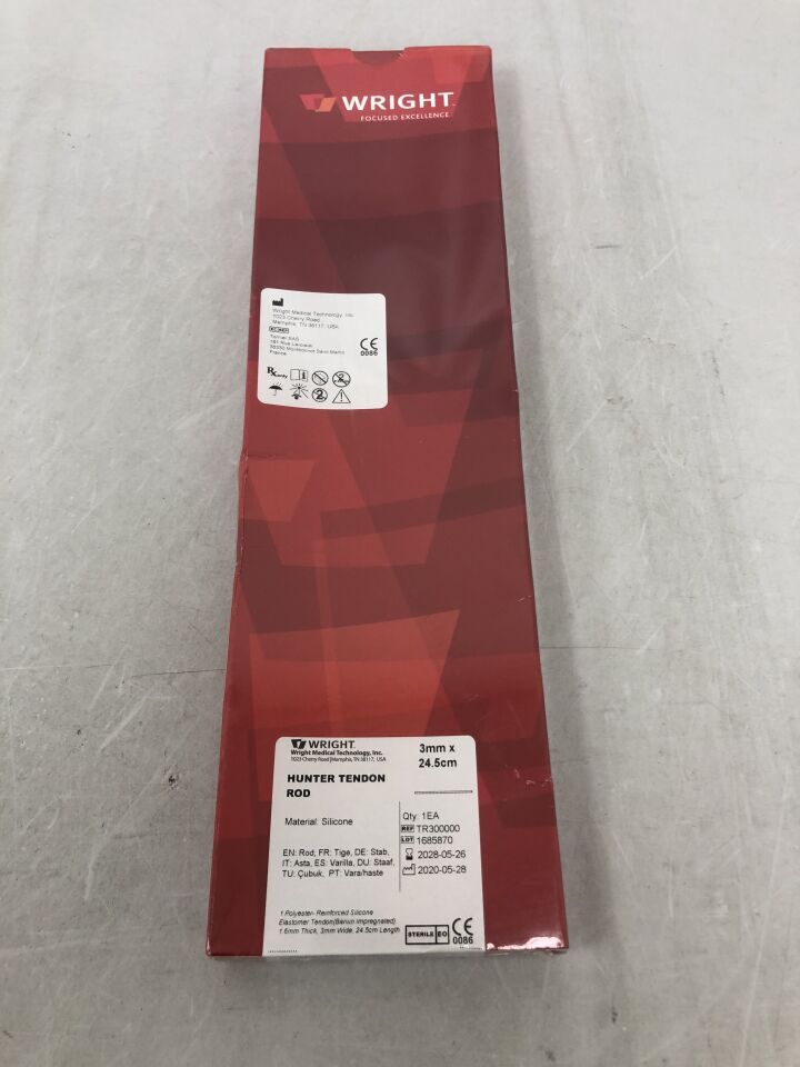 TR300000 - WRIGHT MEDICAL - hunter tendon rod, 3mm x 24.5cm , ( BX/1 ) - ( Expiry Date : 2028-05-26 )