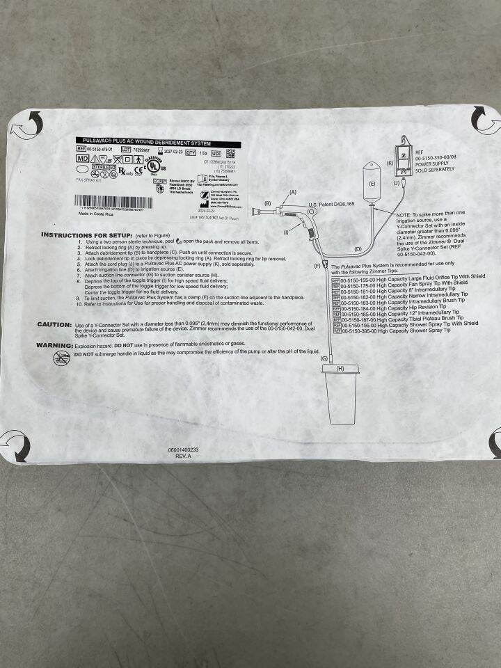 00-5150-476-01 - ZIMMER - PulsaVac Plus AC Fan Spray Kit, (EA) - ( Expiry Date: 2027-02-23 )