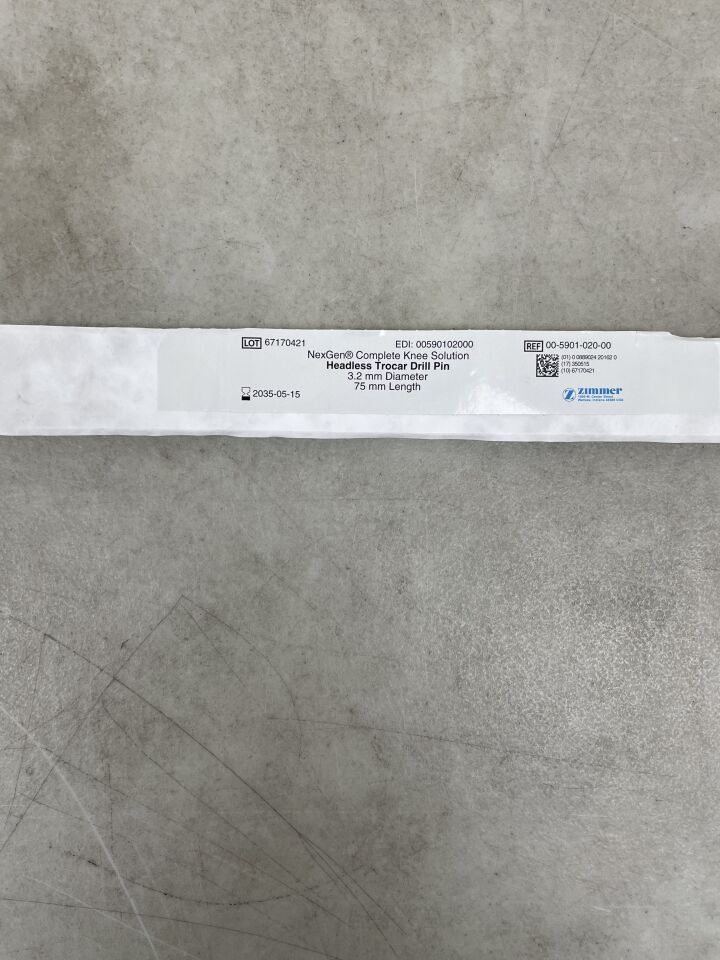 00-5901-020-00 - ZIMMER - Headless Trocar Tip Drill Pin, 2.5mm Hex 3.2mm x 75mm , ( EA ) - ( Expiry Date : 2035-05-15 )