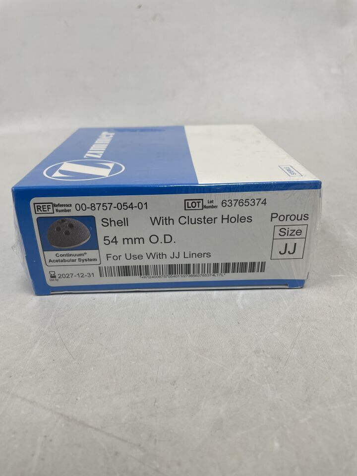 00-8757-054-01 - ZIMMER - Continuum Acetabular System Shell with Cluster Holes, 54mm O.D., Size - JJ , ( BX/1 ) - ( Expiry Date : 2027-12-31 )