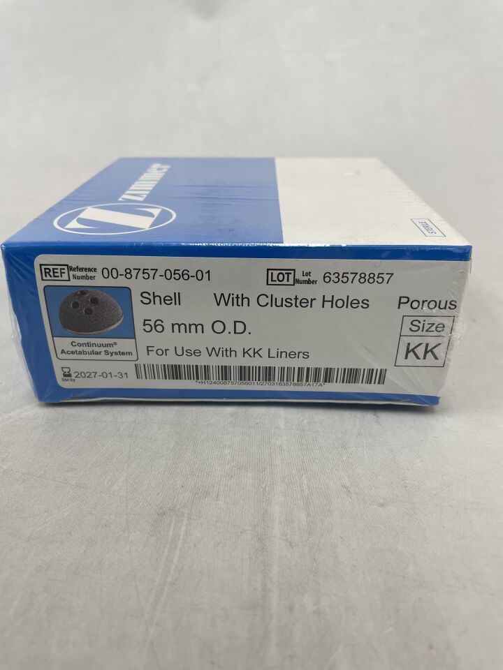 00-8757-056-01 - ZIMMER - Continuum Acetabular System Shell with Cluster Holes, 56mm O.D., Size - KK , ( BX/1 ) - ( Expiry Date : 2027-01-31 )