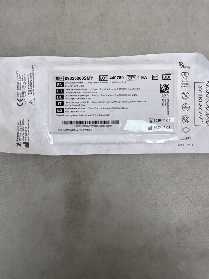 09025060SMY - ZIMMER - Oscillating Saw Blade, 25mm , ( EA ) - ( Expiry Date : 2028-11-01 )