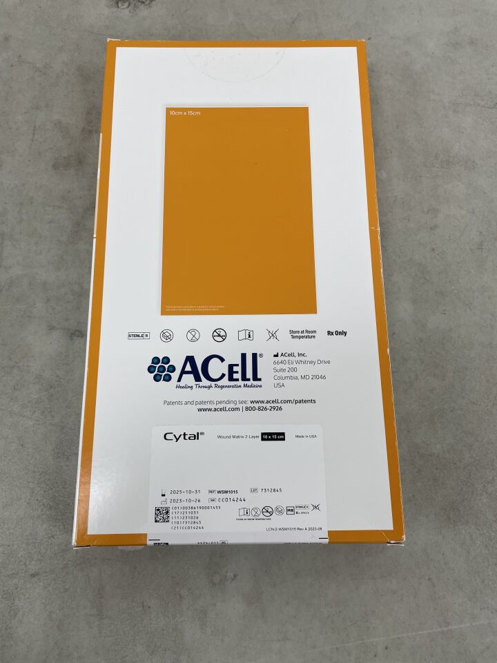 WSM1015 - ACELL - Cytal Wound Matrix Extracellular Matrix (ECM), Porcine UBM, Skin Substitute, 2-Layer 10cm x 15cm, (BX/1) - ( Expiry Date: 2025-10-31 )
