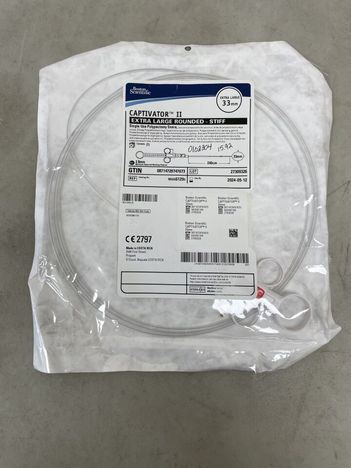 6129 - BOSTON SCIENTIFIC - Captivator II Single-Use Polypectomy Snare - Extra Large Rounded/Stiff - 33mm x 240cm, (EA) - ( Expiry Date: 2024-05-12 )