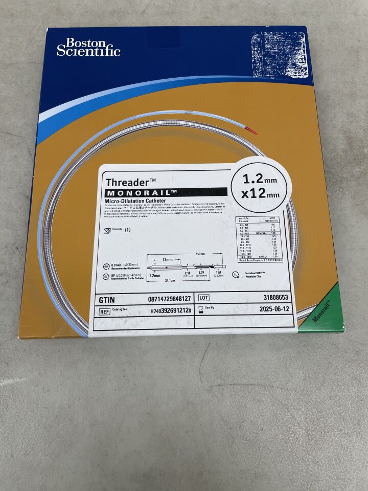 392691212 - BOSTON SCIENTIFIC - Threader Micro-Dilatation Catheter, MONORAIL, 1.2mm x 12mm, (BX/1) - ( Expiry Date: 2025-06-12 )