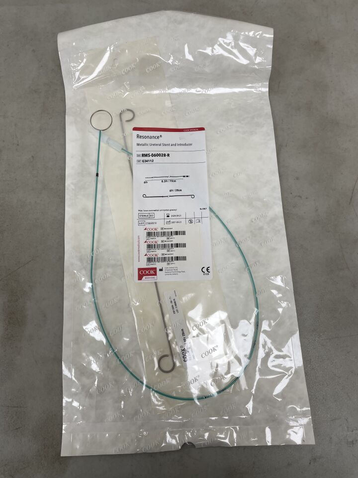 G34112 - COOK - Resonance Metallic Ureteral Stent Set, 6 Fr x 28 cm Length, (EA) - ( Expiry Date: 2024-09-21 )