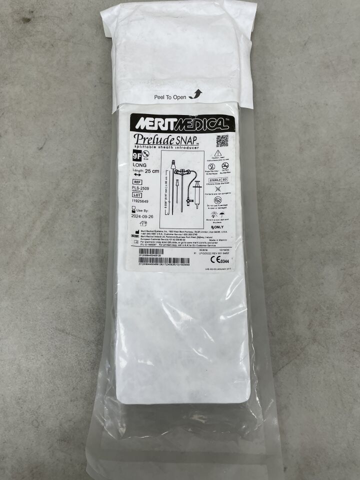 PLS-2509 - MERIT MEDICAL - Prelude Snap Splittable Sheath Introducer w/0.038" Guidewire 9F x 25cm w/Sideport, (EA) - ( Expiry Date: 2024-09-26 )