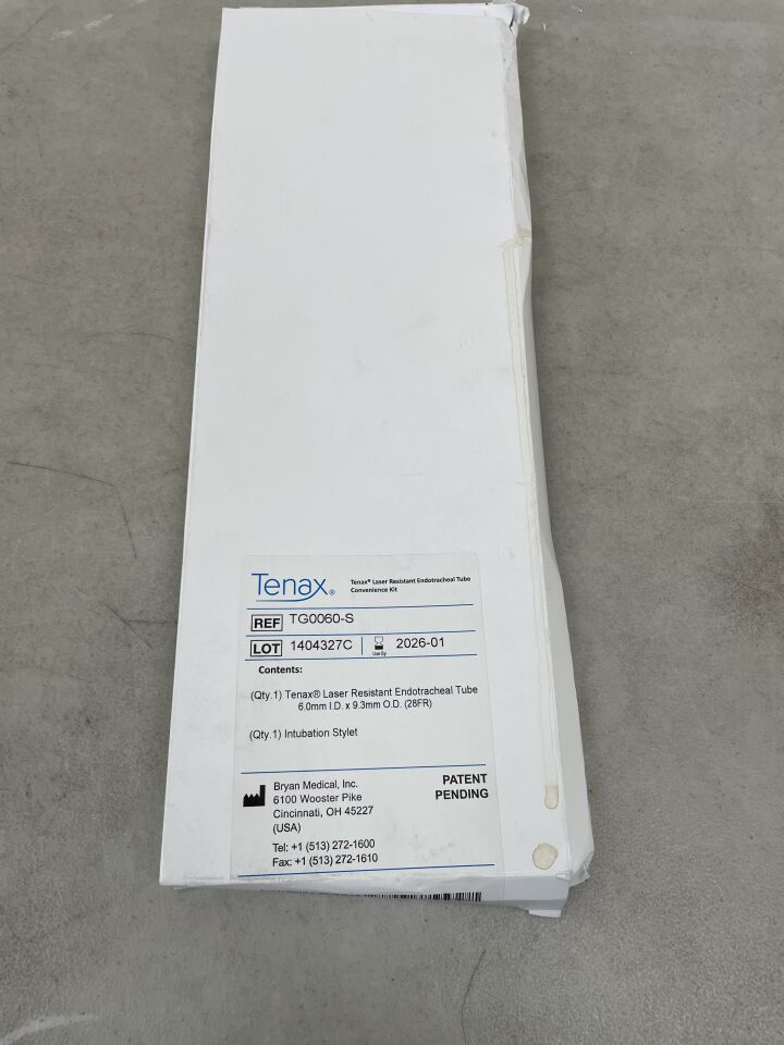 TG0060-S - TENAX - TENAX Laser resistant endotracheal tube convenience kit, 6mm inner X 9.3 outer diameters, (BX/1) - ( Expiry Date: 2026-01-01 )