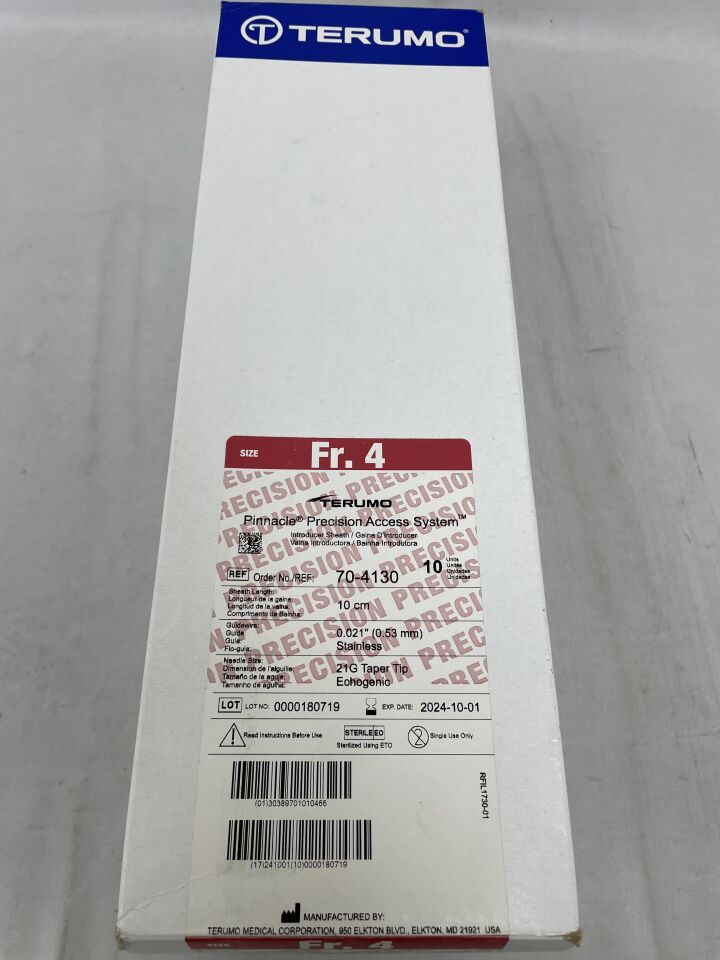 70-4130 - TERUMO - Pinnacle Precision Access System Introducer Sheath, 4 Fr, (BX/10) - ( Expiry Date: 2025-10-01 )