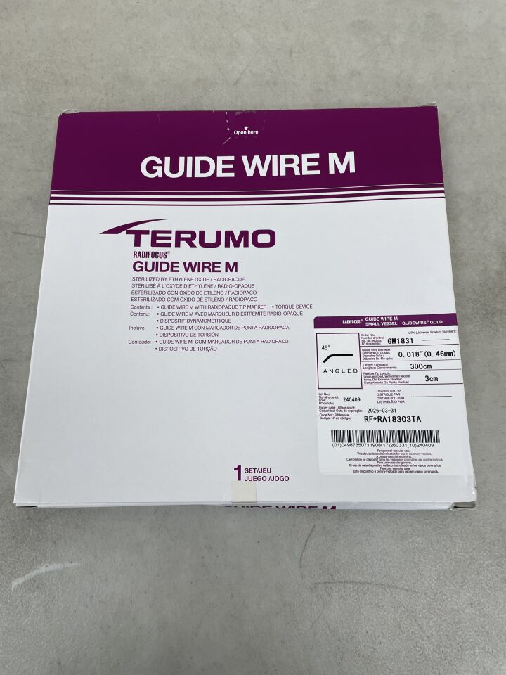 GM1831 - TERUMO - Radiofocus Guide Wire M Radiopaque Angled 0.018" x 3cm x 300cm , (BX/1) - ( Expiry Date: 2026-03-31 )