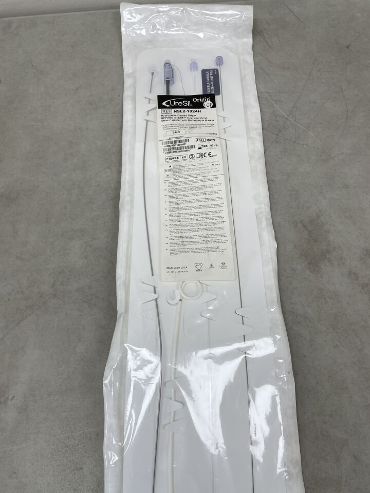 NSL2-1024H - URESIL - Hydrophilic-Coated Origin NEPHRO-STENT Nephroureteral Stent Catheter, w/Locking Pigtail, RO Marker, 10F x 24cm, (EA) - ( Expiry Date: 2026-03-31 )
