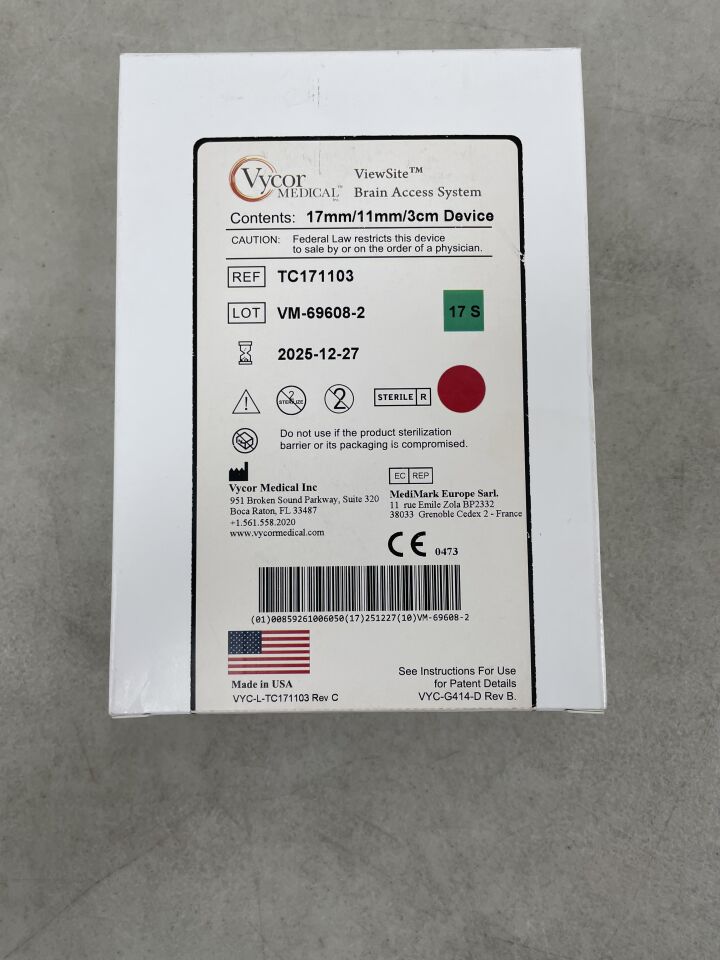 TC171103 - VYCOR MEDICAL - ViewSite Brain Access System (VBAS) Device 17mm/11mm/3cm, (BX/1) - ( Expiry Date: 2025-12-27 )