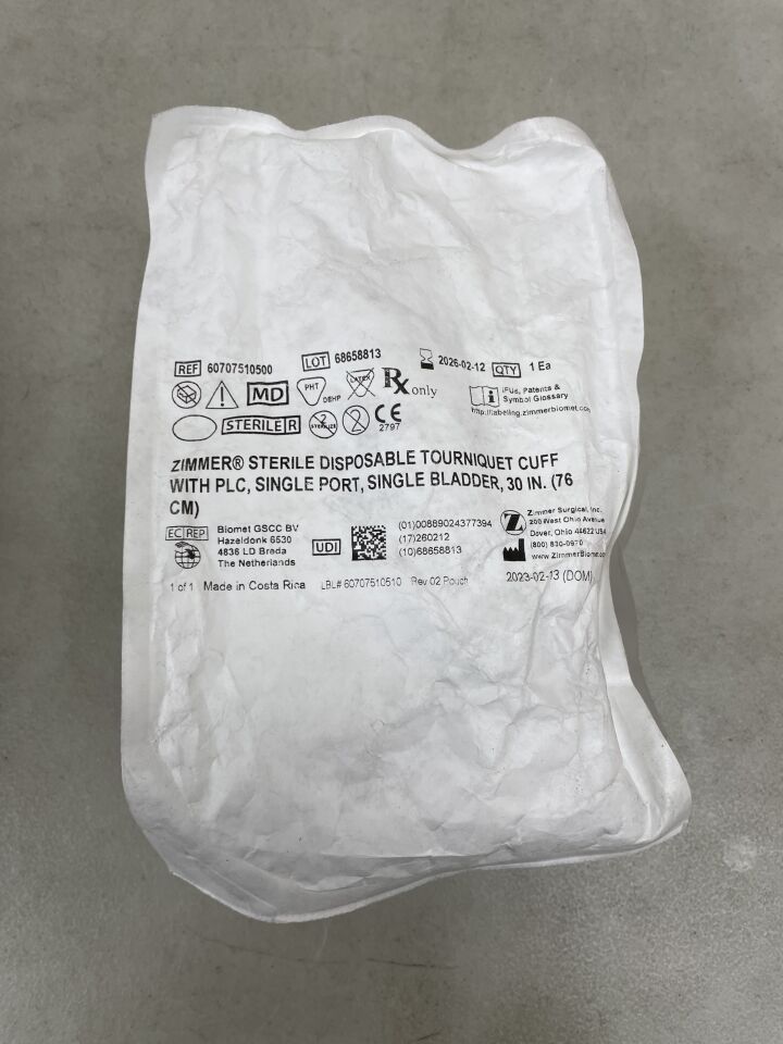 60707510500 - ZIMMER - SPSB Sterile Disposable Cuff, PLC, 30" , (EA) - ( Expiry Date: 2026-02-12 )