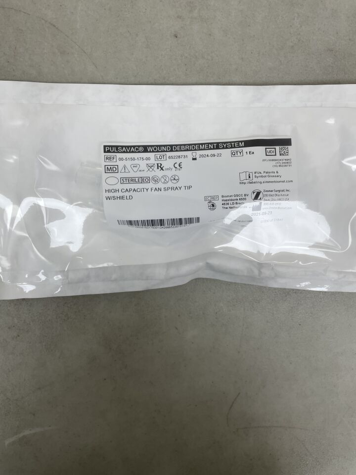 00-5150-175-00 - ZIMMER - PULSAVAC Wound Debridement System, High Capacity Fan Spray Tip with Shield, 12.7 cm Length, (EA) - ( Expiry Date: 2024-09-22 )