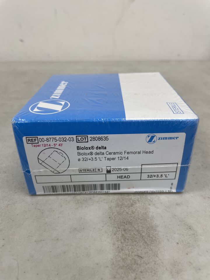 00-8775-032-03 - ZIMMER - Biolox Delta, Ceramic Femoral Head, L, 32/+3.5, Taper 12/14, (BX/1) - ( Expiry Date: 2025-06-30 )