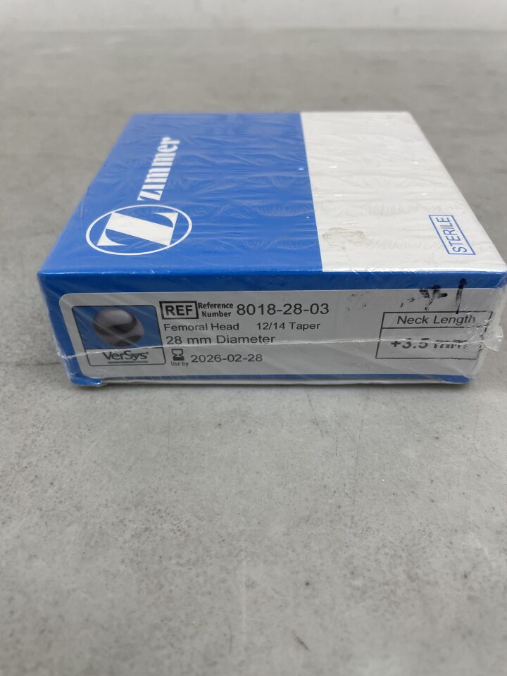 8018-28-03 - ZIMMER - VerSys Cobalt-Chrome Hip System Femoral Head, 28 Head Diameter, 3.5 mm Neck Length, (BX/1) - ( Expiry Date: 2026-02-28 )