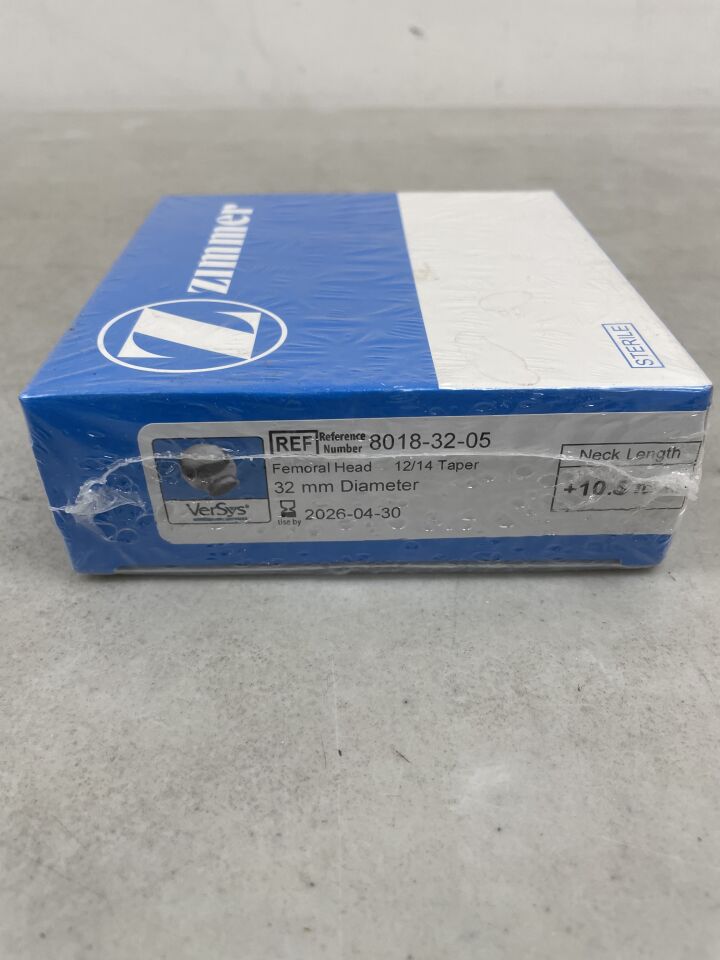 8018-32-05 - ZIMMER - VerSys Hip System Femoral Head 12/14 Taper, 32mm Diameter, +10.5mm Neck Length, (BX/1) - ( Expiry Date: 2026-04-30 )