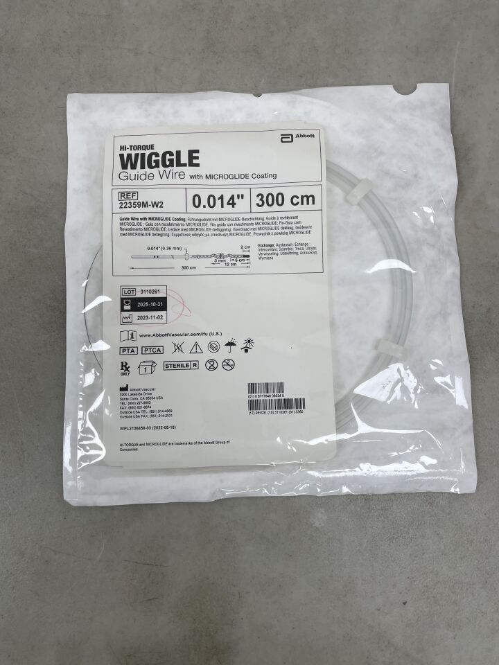 22359M-W2 - ABBOTT - Hi-Torque Wiggle Guide Wire, MicroGlide: 0.014" x 300cm, 2cm Tip, (EA) - ( Expiry Date: 2025-10-31 )