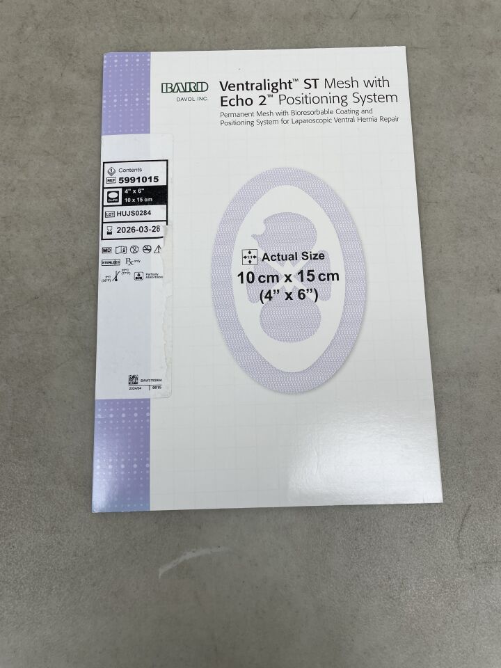 5991015 - BARD - ventralight st partially absorbable mesh with echo 2 positioning system, ellipse, 4 x 6 in., (BX/1) - ( Expiry Date: 2026-03-28 )