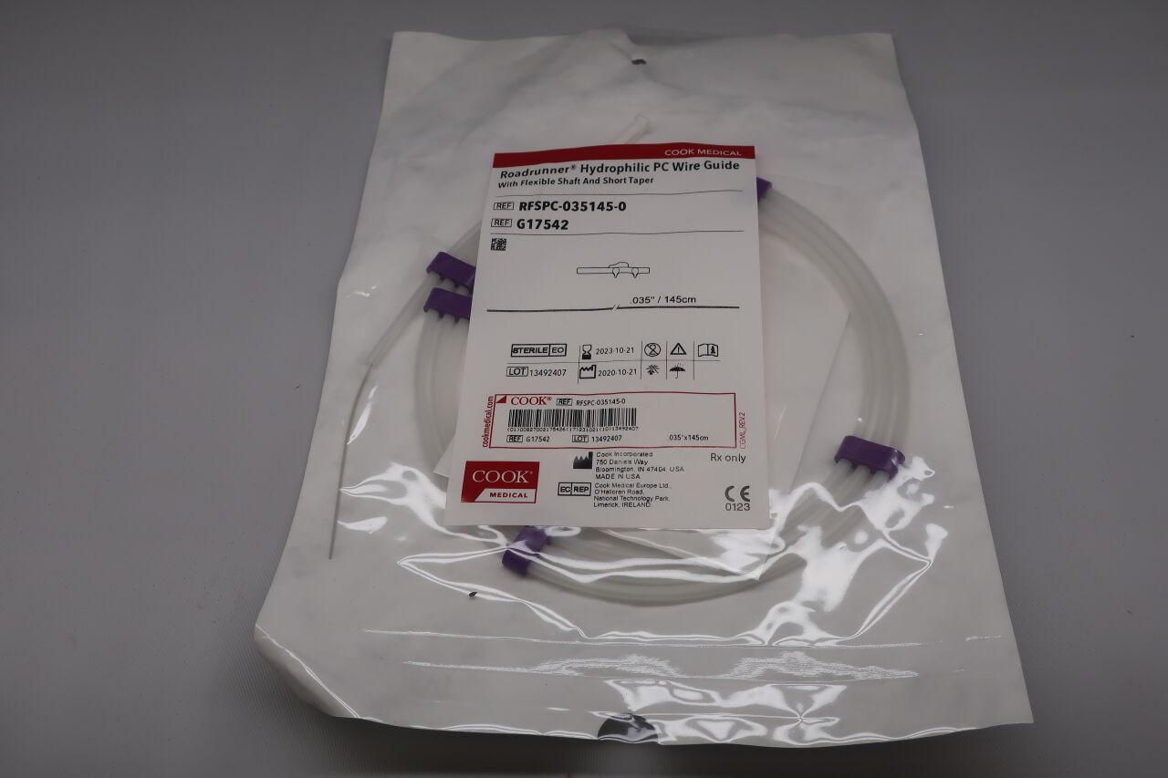 G17542 - COOK - Roadrunner Hydrophilic PC Wire Guide With Flexible Shaft And Short Taper, 0.035/145cm, (EA) - ( Expiry Date: 2026-03-01 )